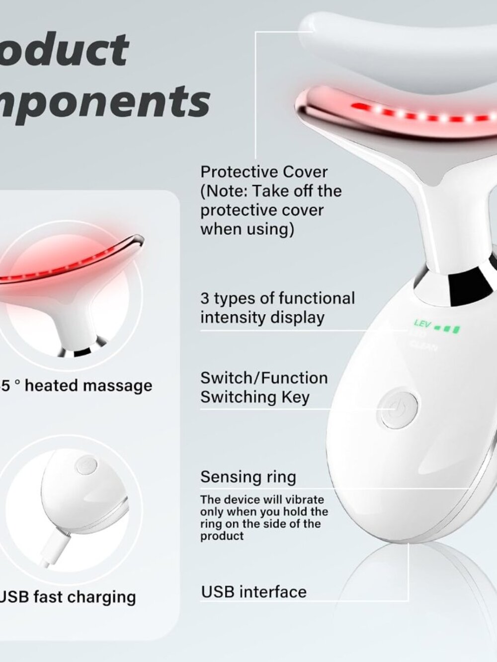 Red Light Therapy for Face, 7 Color LED Facial Light Therapy Wand for Skin Care - Picture 4 of 9